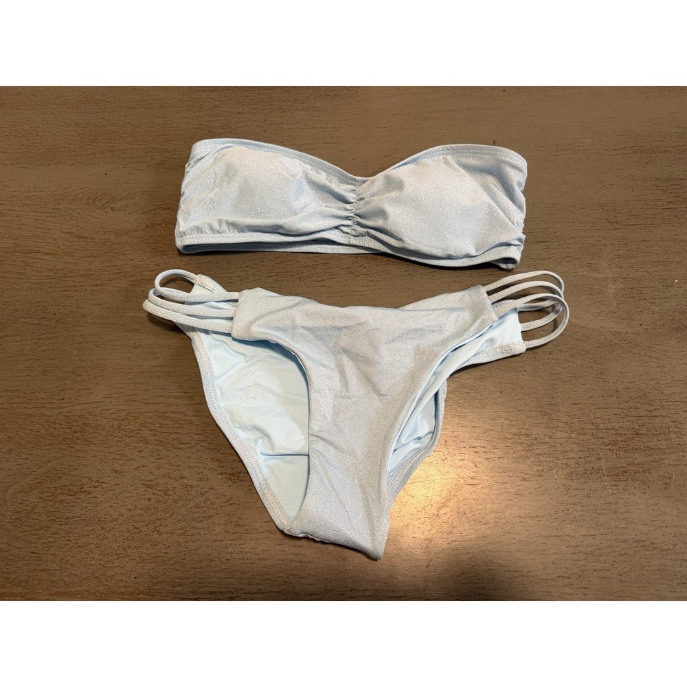 full cut NWT blue sparkle  L SPACE two piece swimsuit bikini size small